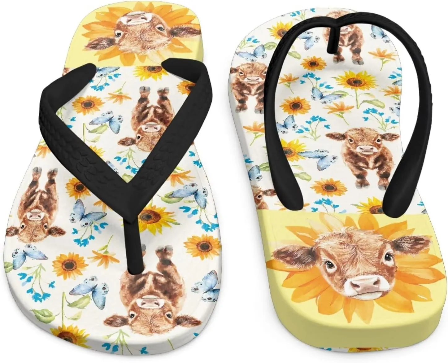 Girls' Cartoon Sandals Open Toe Slip On Summer Holiday Kawaii Print Boys Thong Flip Flops with Soft Strap