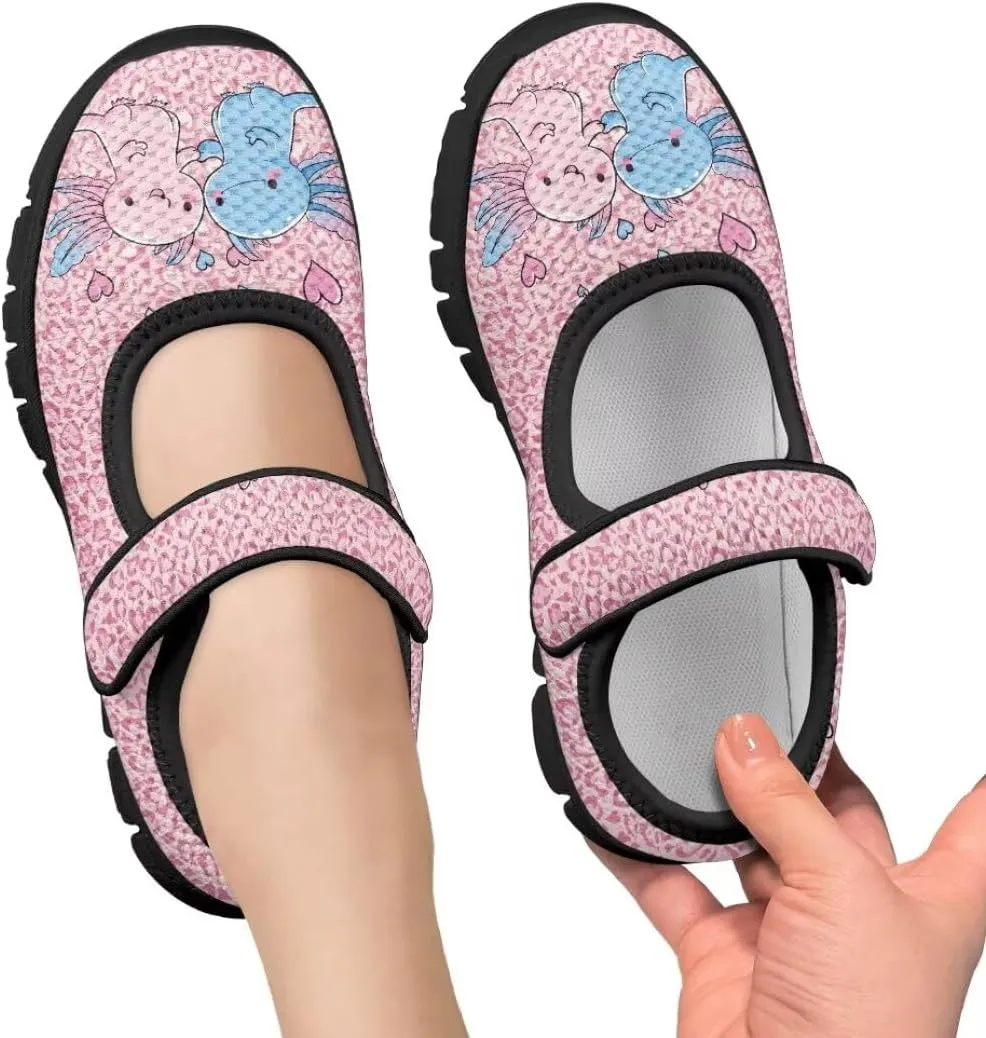 Girl's Mary Jane Shoes Cute Animal Print Lightweight Casual Shoes for Back to School Camping