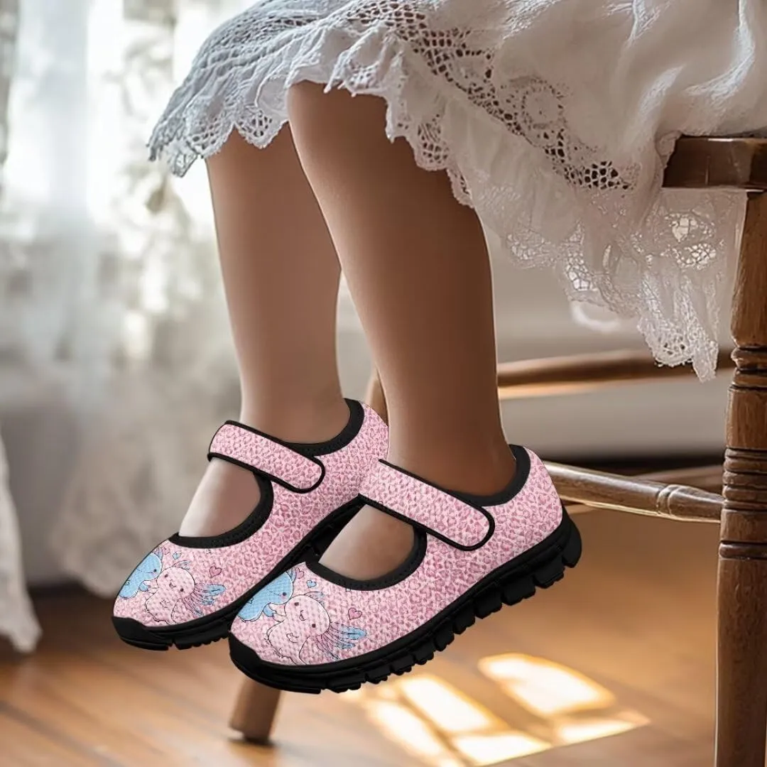 Girl's Mary Jane Shoes Cute Animal Print Lightweight Casual Shoes for Back to School Camping