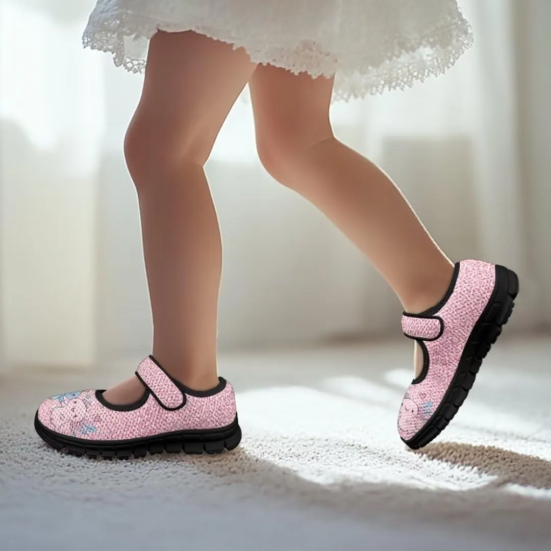 Girl's Mary Jane Shoes Cute Animal Print Lightweight Casual Shoes for Back to School Camping