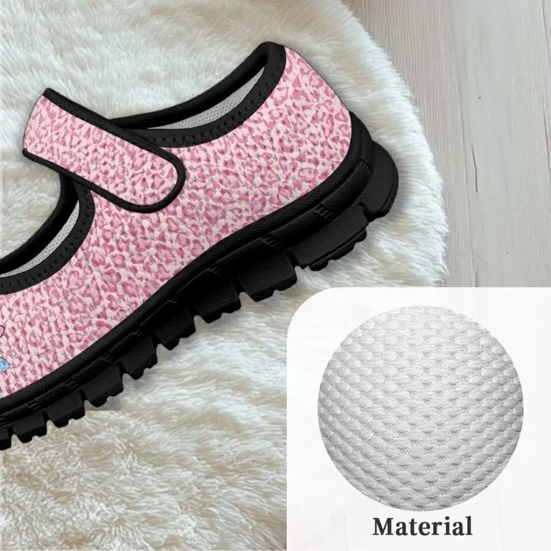 Girl's Mary Jane Shoes Cute Animal Print Lightweight Casual Shoes for Back to School Camping