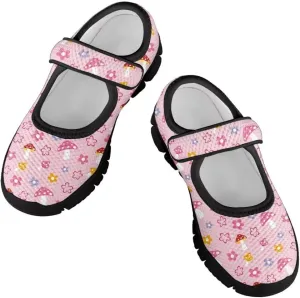 Girl's Mary Jane ShoesToddler Cute Casual Anti-Skid Mesh Sneaker with Magic Sticker for School