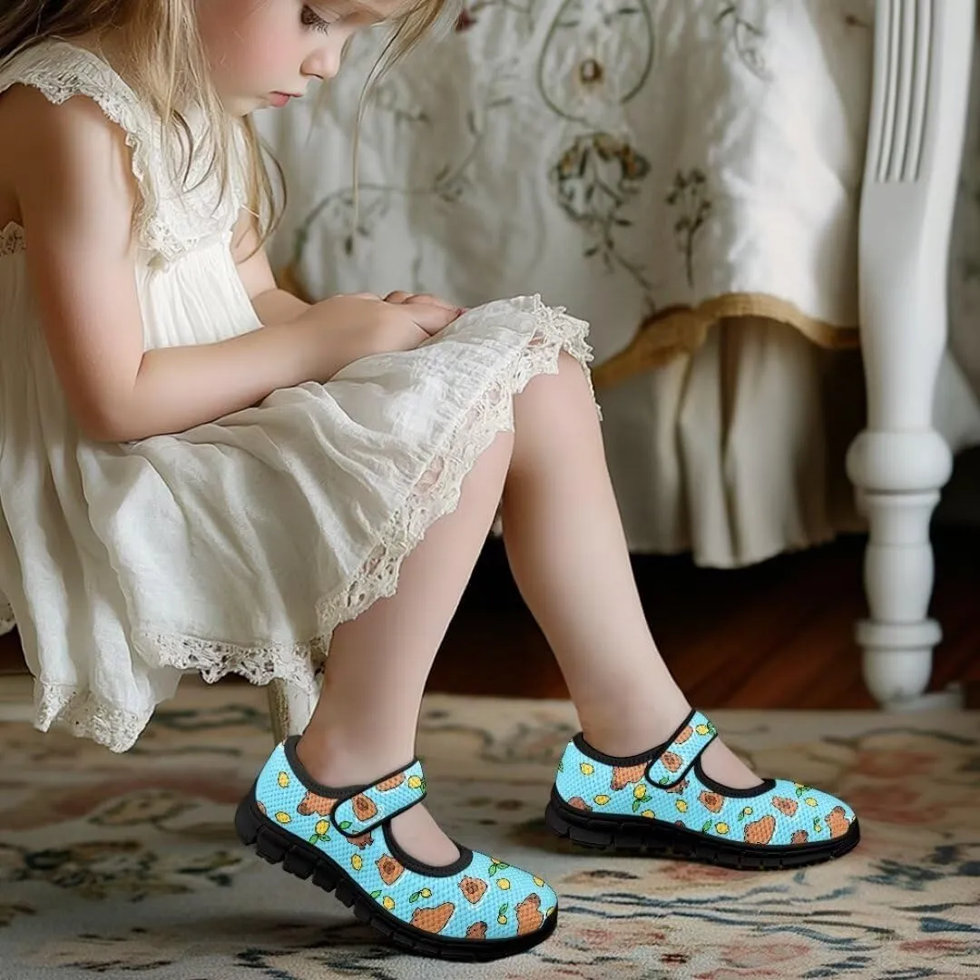 Girl's Mary Jane ShoesToddler Cute Casual Anti-Skid Mesh Sneaker with Magic Sticker for School