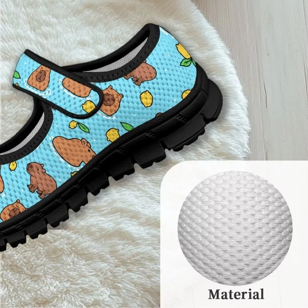 Girl's Mary Jane ShoesToddler Cute Casual Anti-Skid Mesh Sneaker with Magic Sticker for School