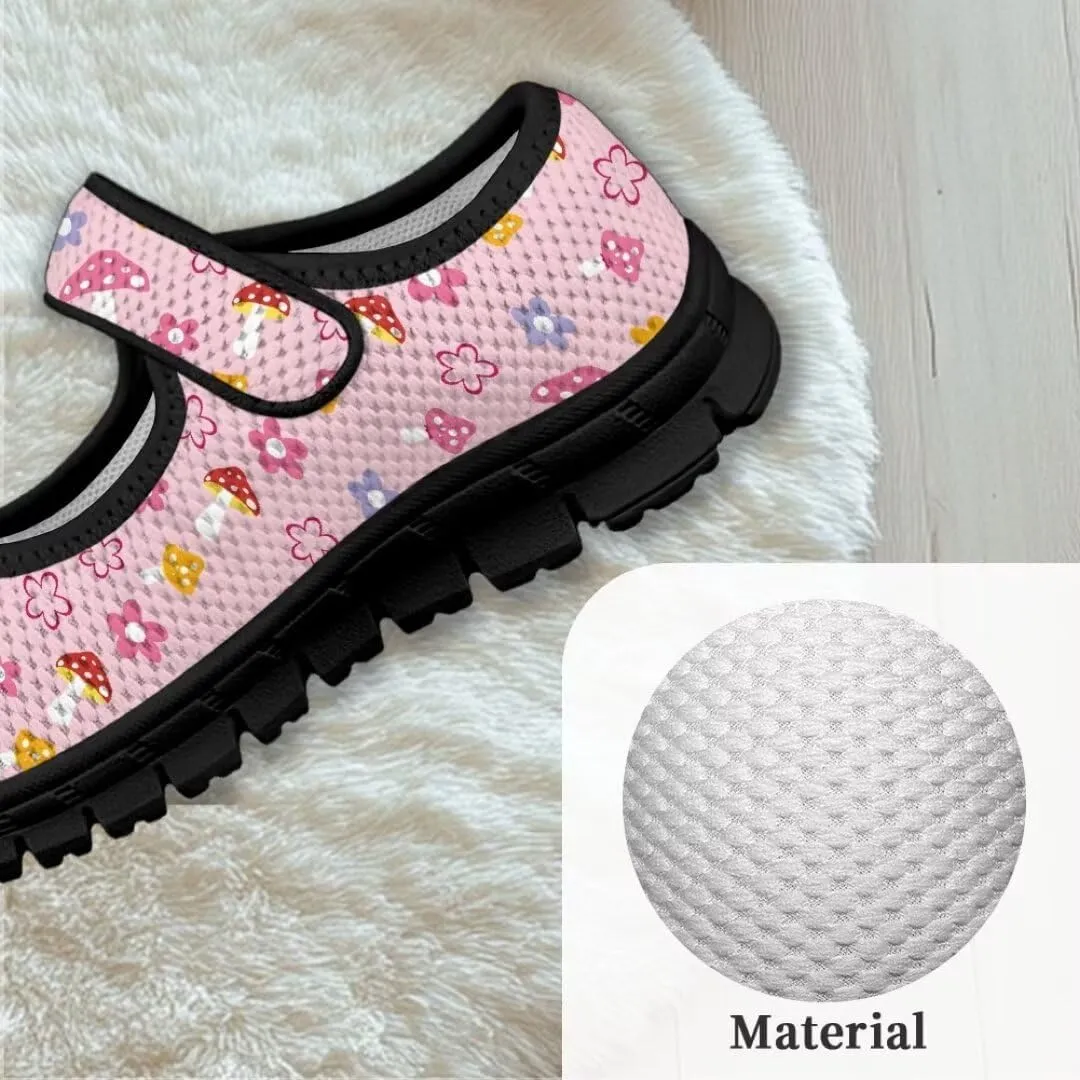 Girl's Mary Jane ShoesToddler Cute Casual Anti-Skid Mesh Sneaker with Magic Sticker for School