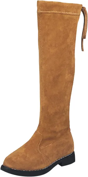 Girls Riding Boots Water-proof Fashion Buckle Side Zipper Non Slip Knee High Boots for Toddler/Little Kid/Big Kid