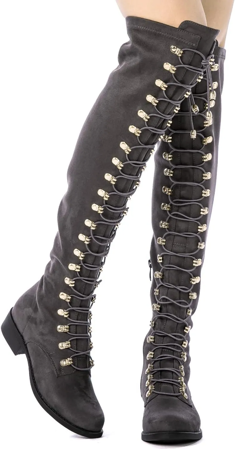 GLOBALWIN Women's Over The Knee Thigh High Tall Boots for Women Long Boots with Side Zipper