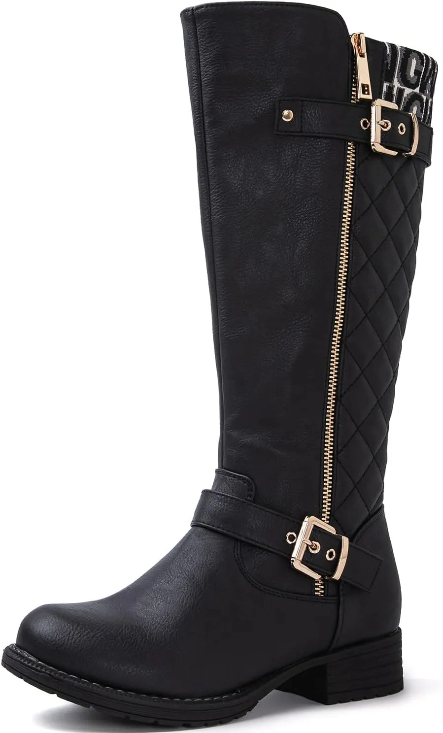 GLOBALWIN Women's Quilted Knee-High Fashion Dressy Riding Boots