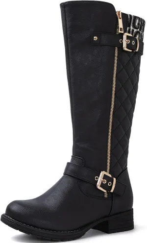 GLOBALWIN Women's Quilted Knee-High Fashion Dressy Riding Boots
