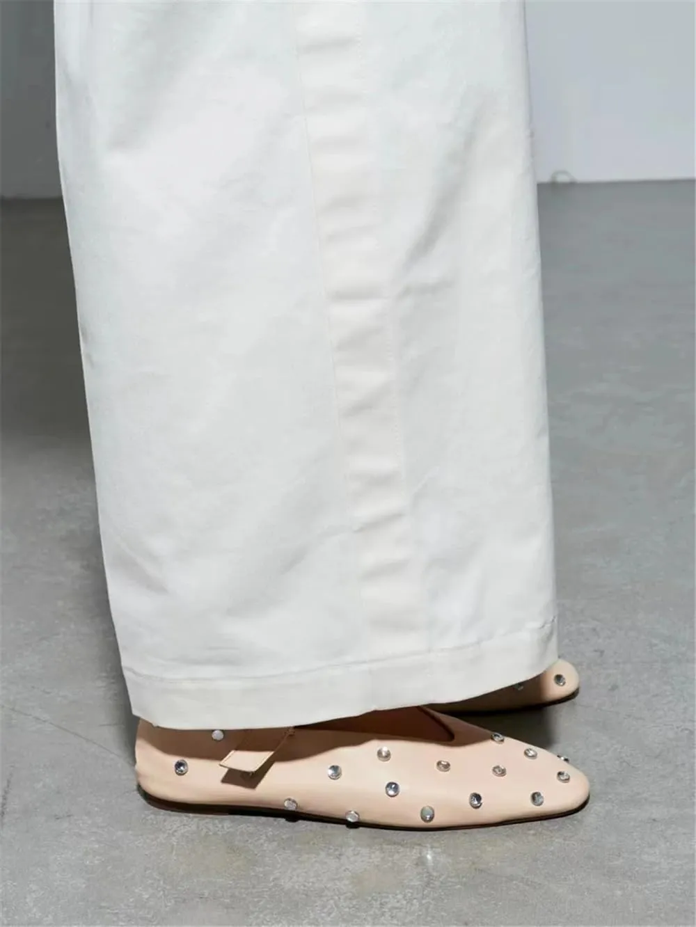Goolita Sparkly Rhinestone Flats for Women, Square Toe Low Heel Studded Balle Flats Shoes Comfortable Buckle Strap Mary Jane Shoes