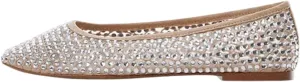 Goolita Women's Sparkly Rhinestone Ballet Flats Round Toe Mesh Ballerina Shoes Comfortable Slip On Flats Shoes