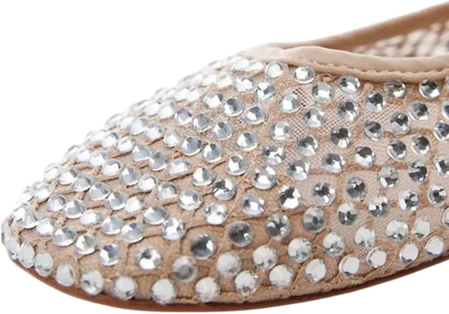 Goolita Women's Sparkly Rhinestone Ballet Flats Round Toe Mesh Ballerina Shoes Comfortable Slip On Flats Shoes