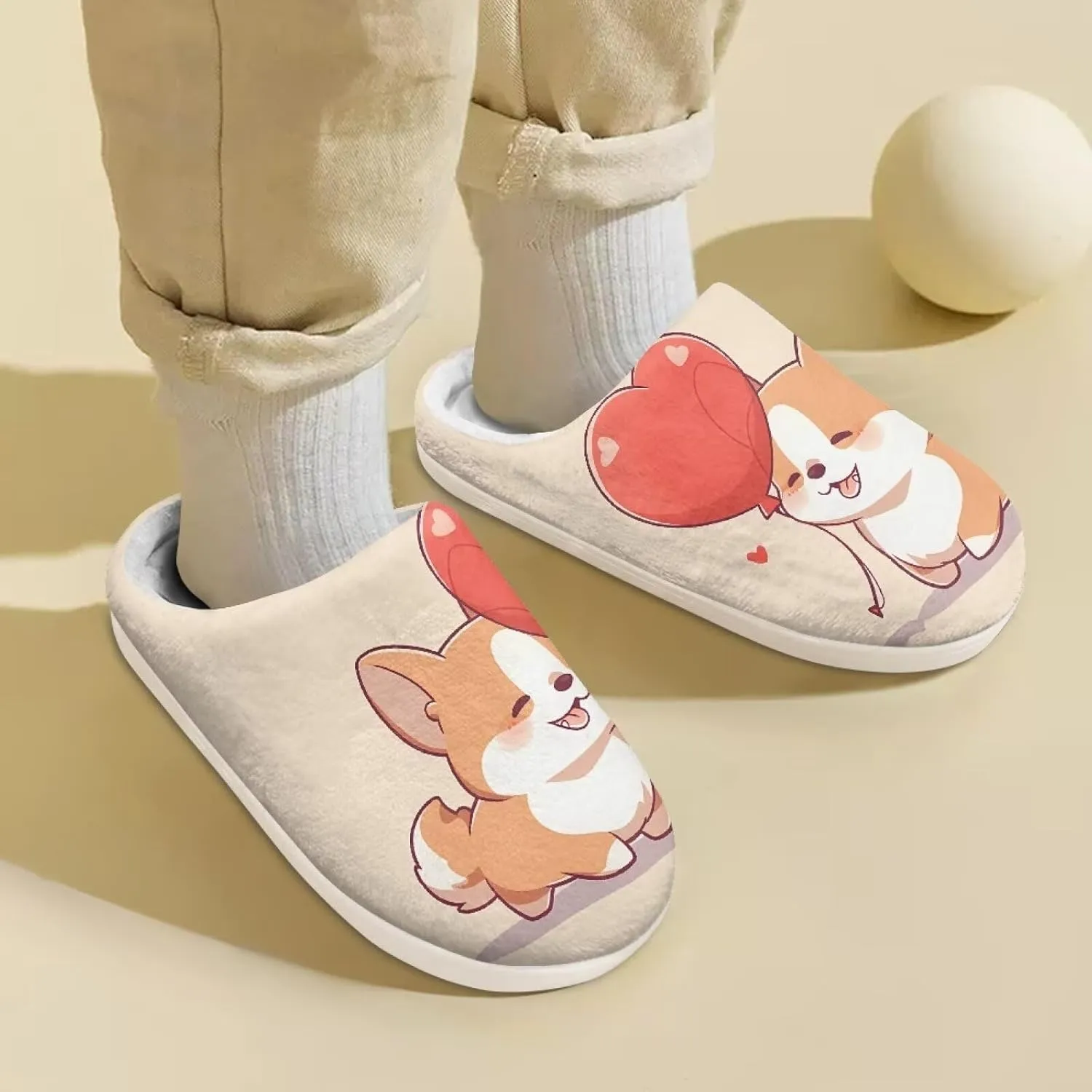 GOSTONG Kids Slippers Breathable Warm Fuzzy Lining Winter House Slippers Non Slip Girls Boys Slip on Home Shoes US 9-15 White
