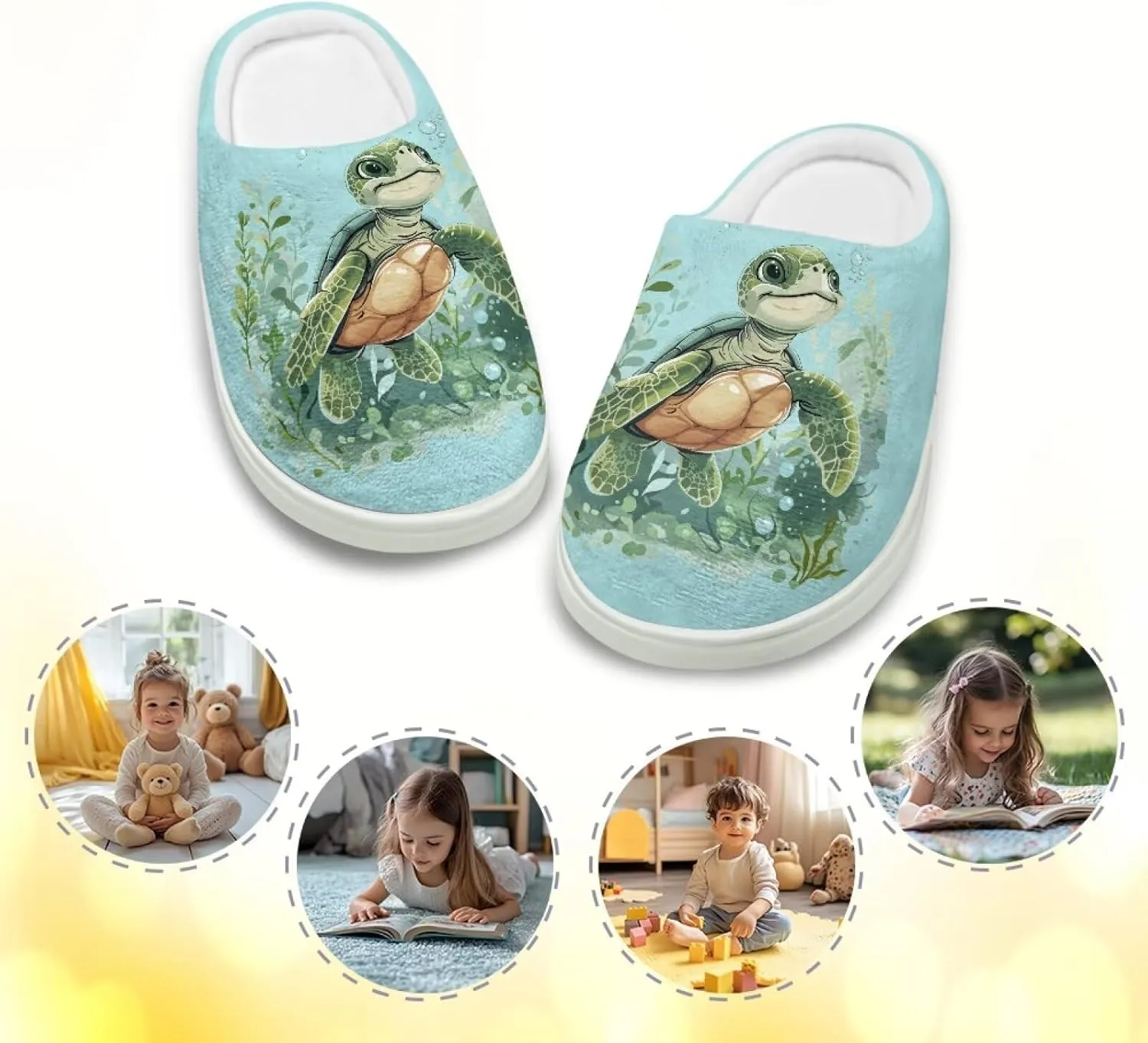 GOSTONG Kids Slippers Breathable Warm Fuzzy Lining Winter House Slippers Non Slip Girls Boys Slip on Home Shoes US 9-15 White