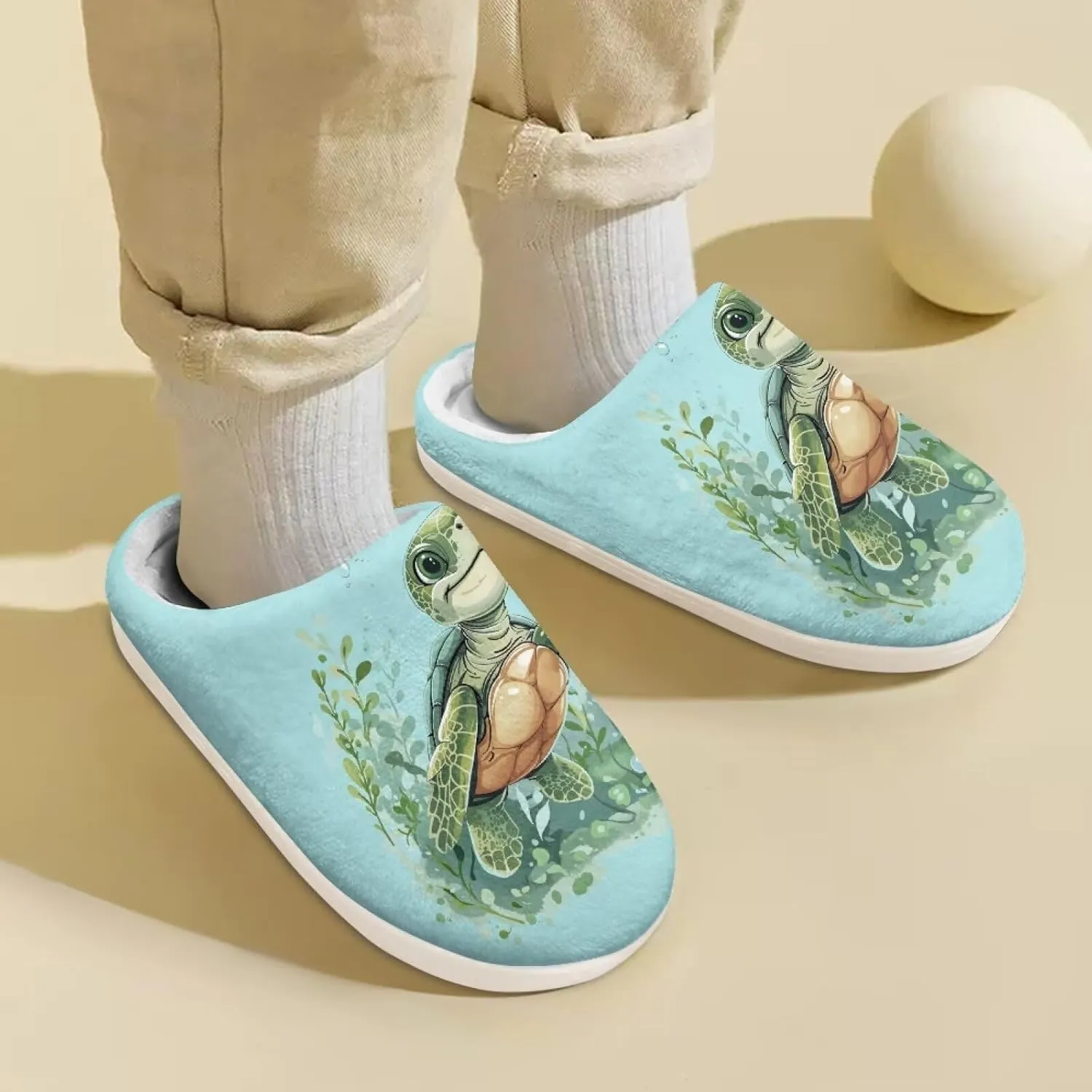 GOSTONG Kids Slippers Breathable Warm Fuzzy Lining Winter House Slippers Non Slip Girls Boys Slip on Home Shoes US 9-15 White