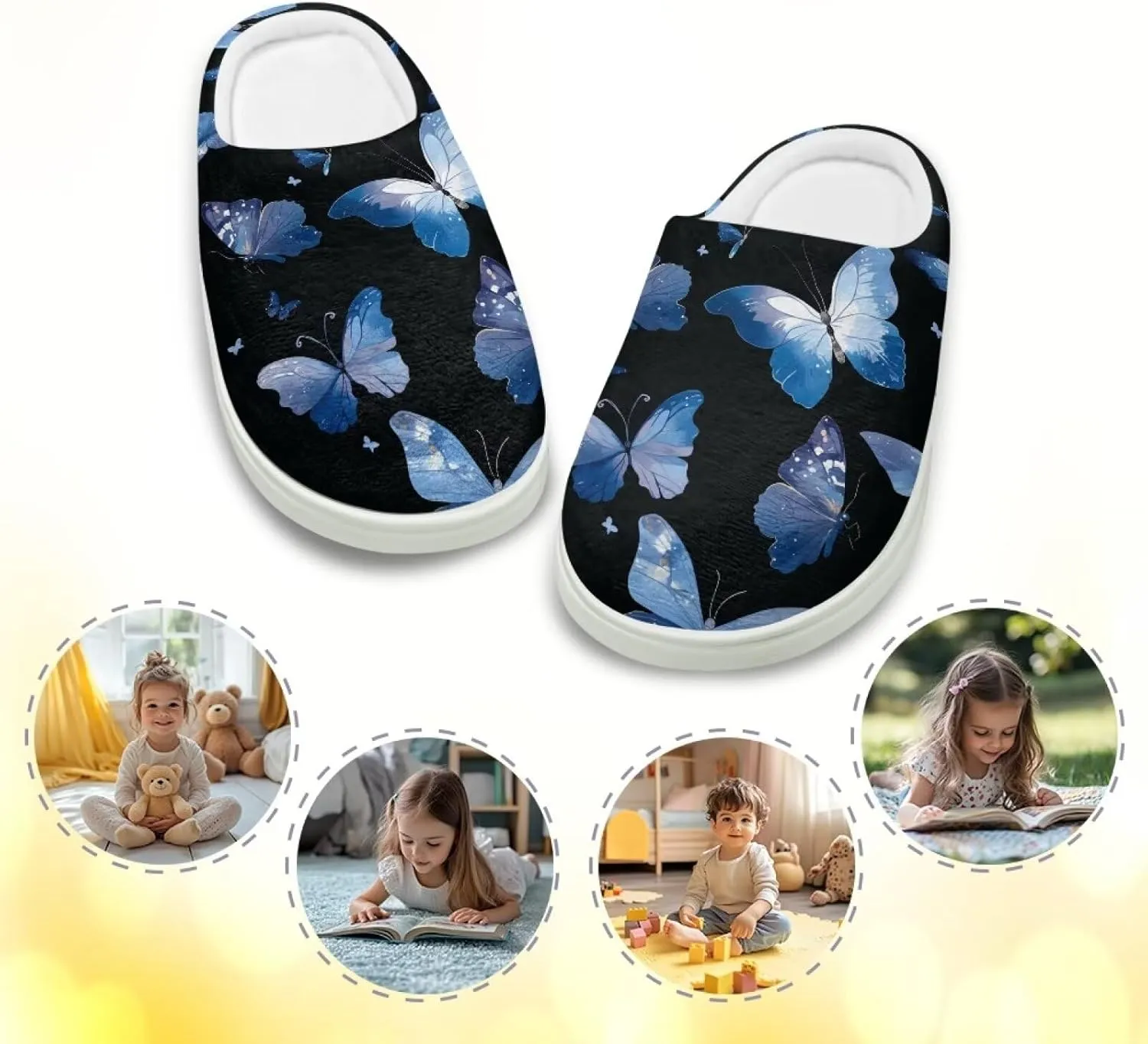 GOSTONG Kids Slippers Easy Slip-on House Slippers for Girls Boys Slip Resistant Non Slip Soft Indoor Walking Shoes White 9-16