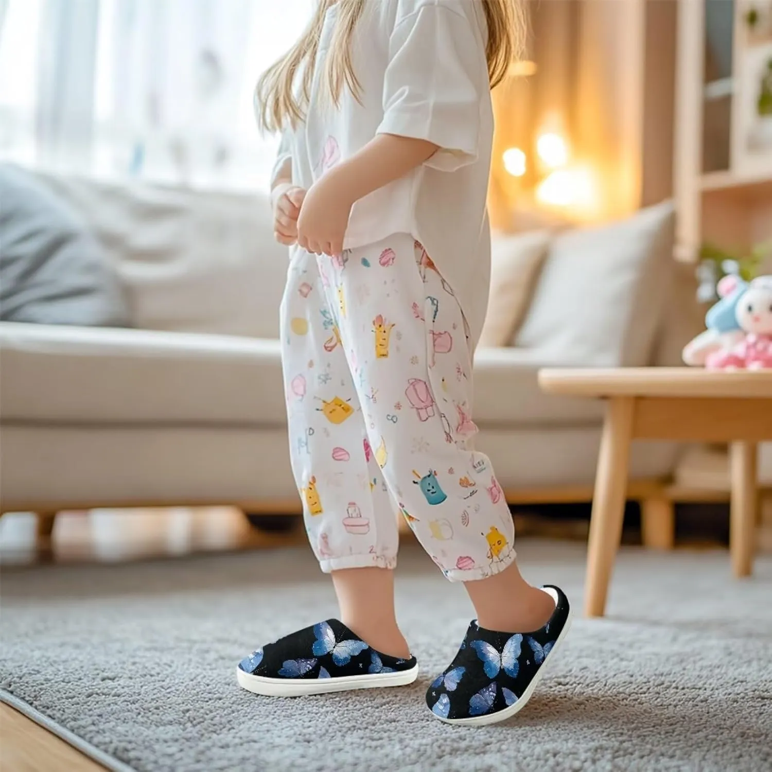 GOSTONG Kids Slippers Easy Slip-on House Slippers for Girls Boys Slip Resistant Non Slip Soft Indoor Walking Shoes White 9-16