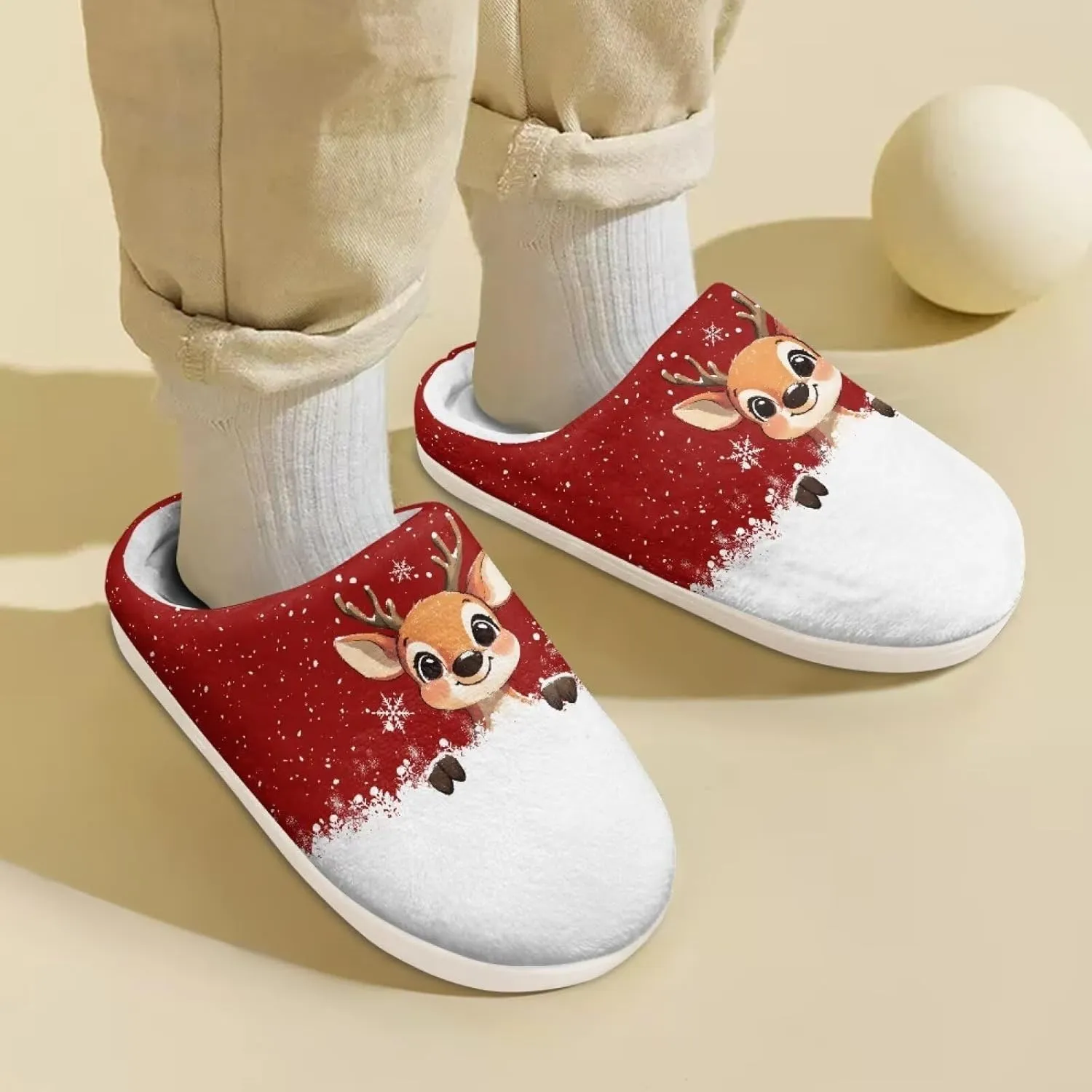 GOSTONG Kids Slippers Easy Slip-on House Slippers for Girls Boys Slip Resistant Non Slip Soft Indoor Walking Shoes White 9-16
