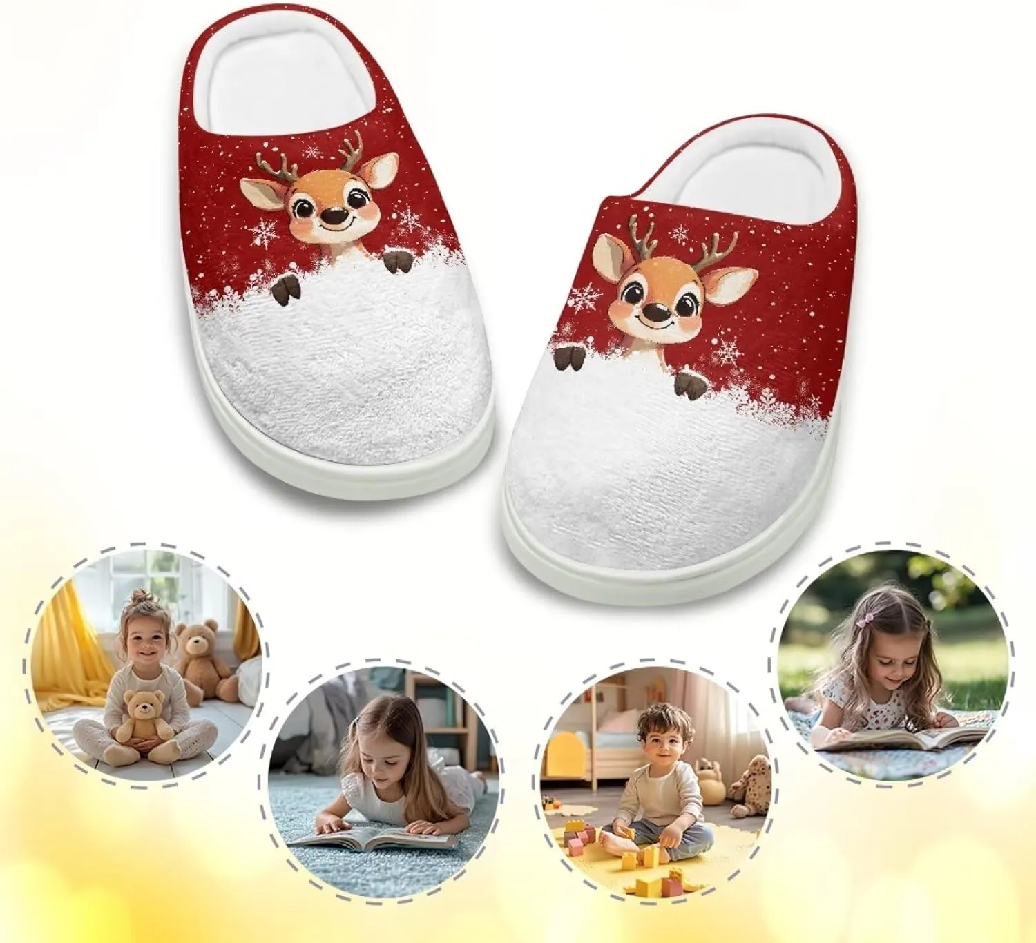 GOSTONG Kids Slippers Easy Slip-on House Slippers for Girls Boys Slip Resistant Non Slip Soft Indoor Walking Shoes White 9-16