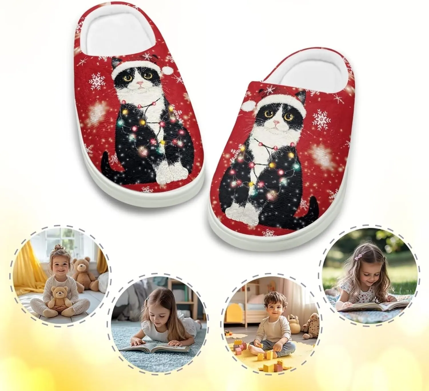 GOSTONG Kids Slippers Easy Slip-on House Slippers for Girls Boys Slip Resistant Non Slip Soft Indoor Walking Shoes White 9-16