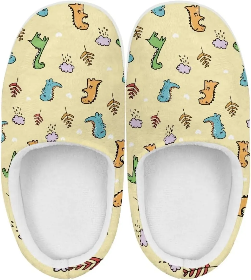 GOSTONG Kids Winter Slippers Warm Fuzzy Lining Cosy Home Slippers Girls Boys Easy Slip-ins Non Slip Kids Shoes White US 9-15
