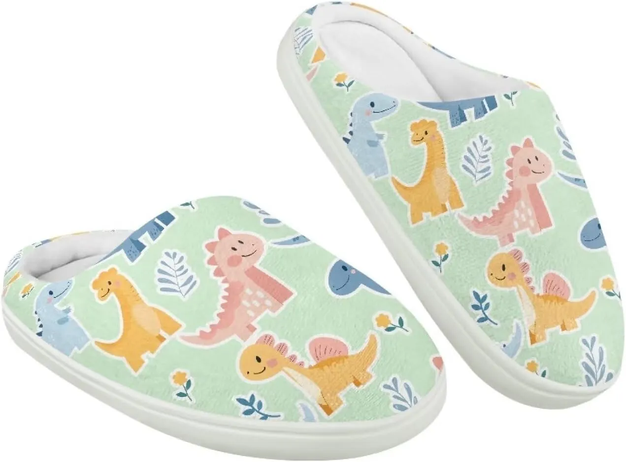 GOSTONG Kids Winter Slippers Warm Fuzzy Lining Cosy Home Slippers Girls Boys Easy Slip-ins Non Slip Kids Shoes White US 9-15