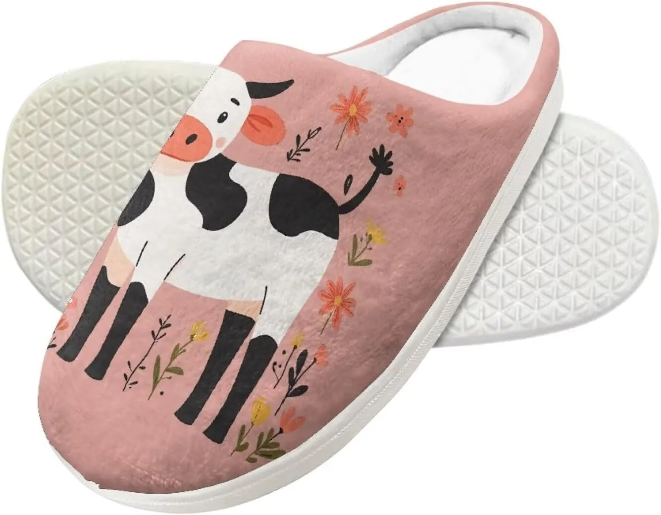 GOSTONG Kids Winter Slippers Warm Fuzzy Lining Cosy Home Slippers Girls Boys Easy Slip-ins Non Slip Kids Shoes White US 9-15