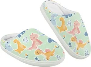 GOSTONG Kids Winter Slippers Warm Fuzzy Lining Cosy Home Slippers Girls Boys Easy Slip-ins Non Slip Kids Shoes White US 9-15