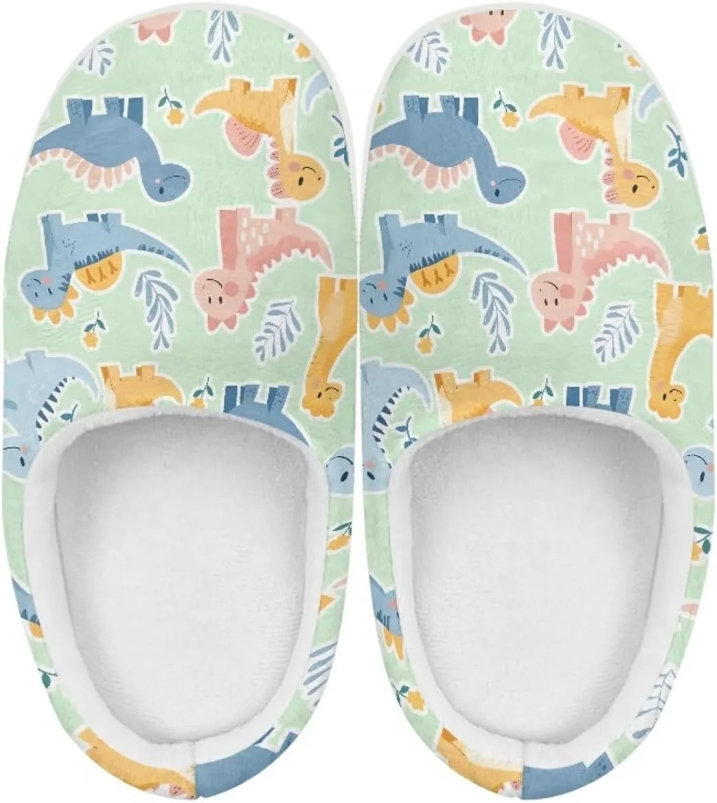 GOSTONG Kids Winter Slippers Warm Fuzzy Lining Cosy Home Slippers Girls Boys Easy Slip-ins Non Slip Kids Shoes White US 9-15