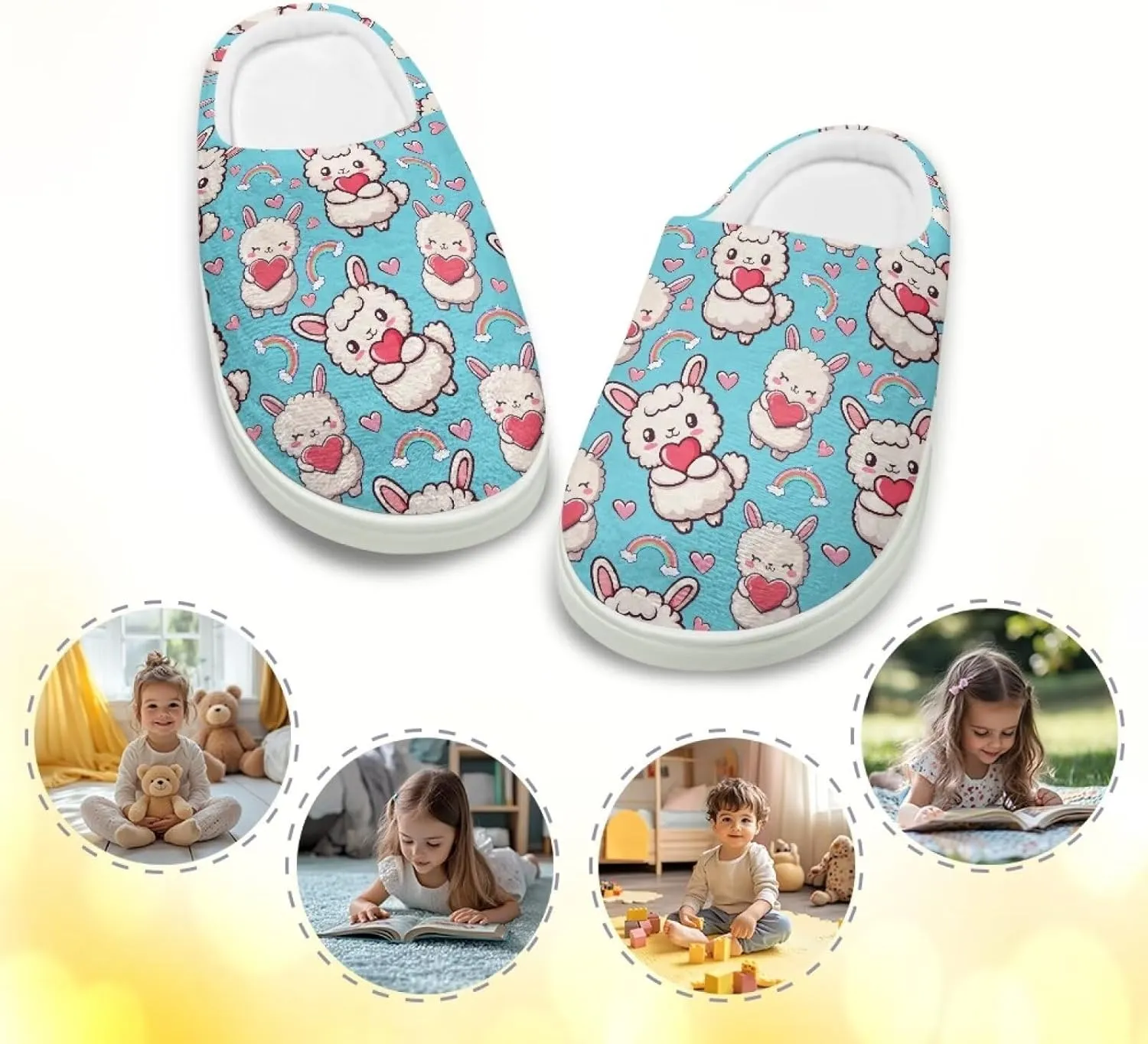 GOSTONG Kids Winter Slippers with Warm Fuzzy Lined Soft Fluffy Plush Slippers Boys Girls Non Slip Home Cotton Shoes US 9-15