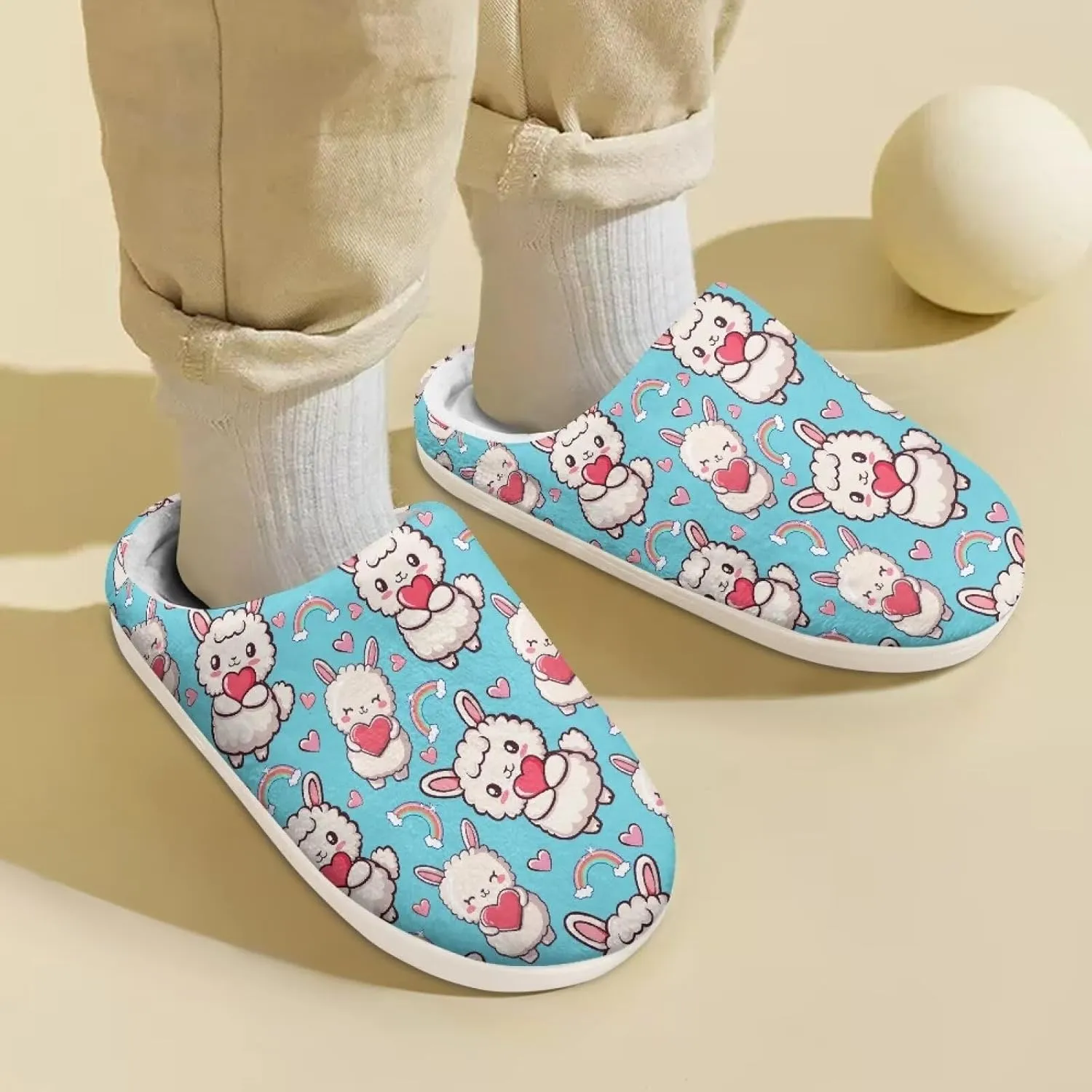 GOSTONG Kids Winter Slippers with Warm Fuzzy Lined Soft Fluffy Plush Slippers Boys Girls Non Slip Home Cotton Shoes US 9-15