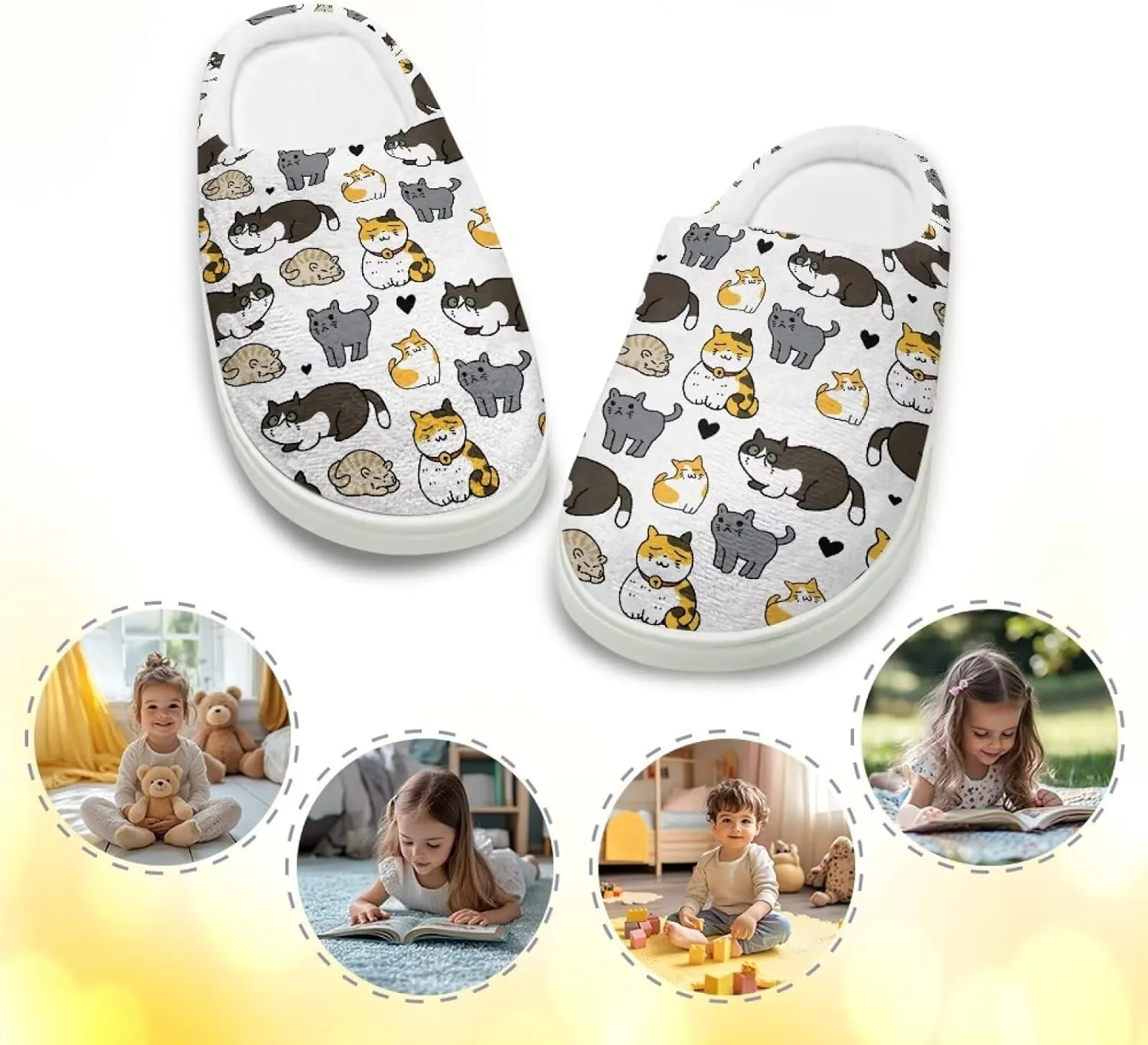 GOSTONG Kids Winter Slippers with Warm Fuzzy Lined Soft Fluffy Plush Slippers Boys Girls Non Slip Home Cotton Shoes US 9-15