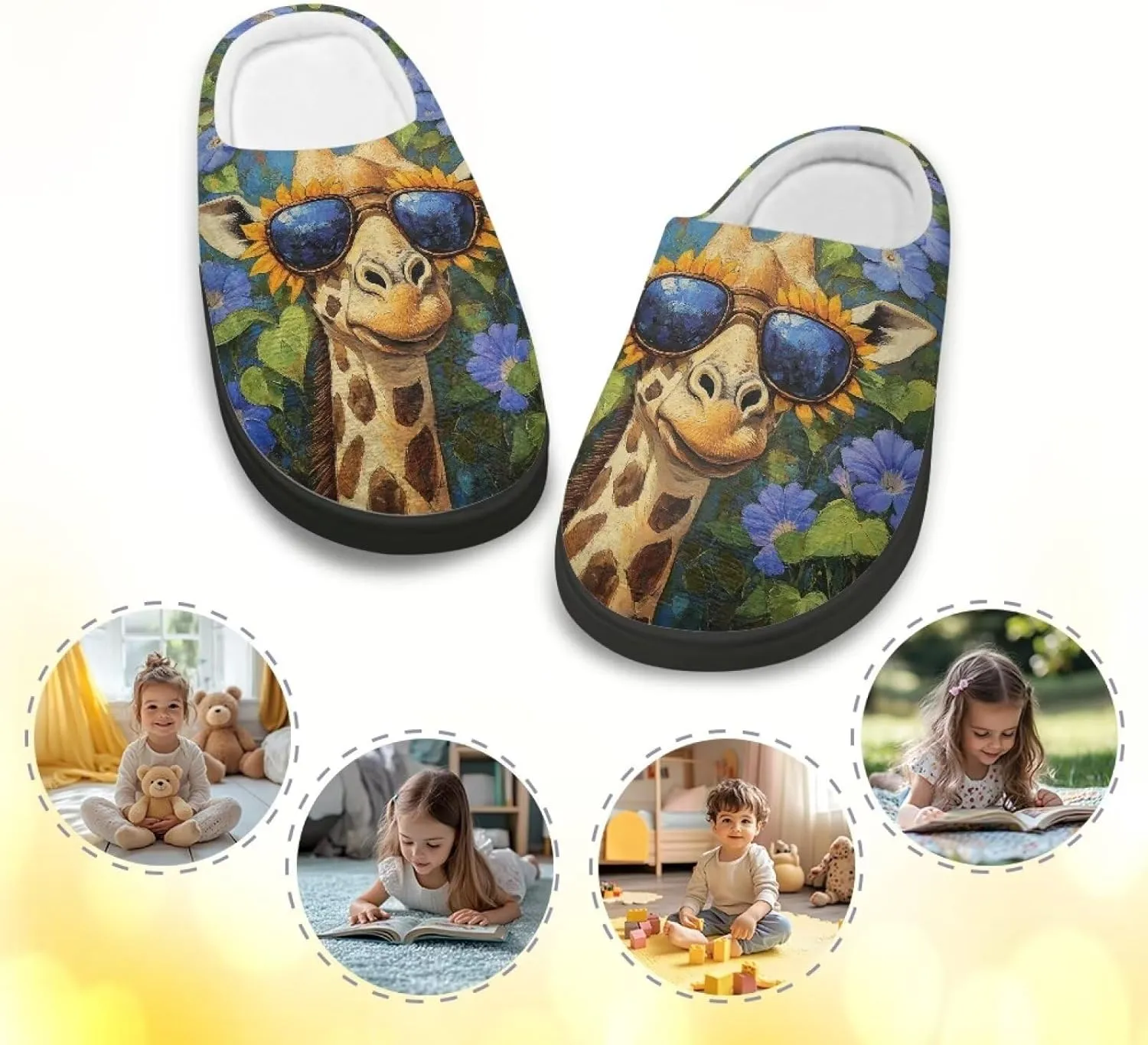 GOSTONG Unisex Kids Slippers Soft Fuzzy Warm Winter Slippers Slip in Home Slippers Non Slip Kids Walking Shoes Black US 9-15