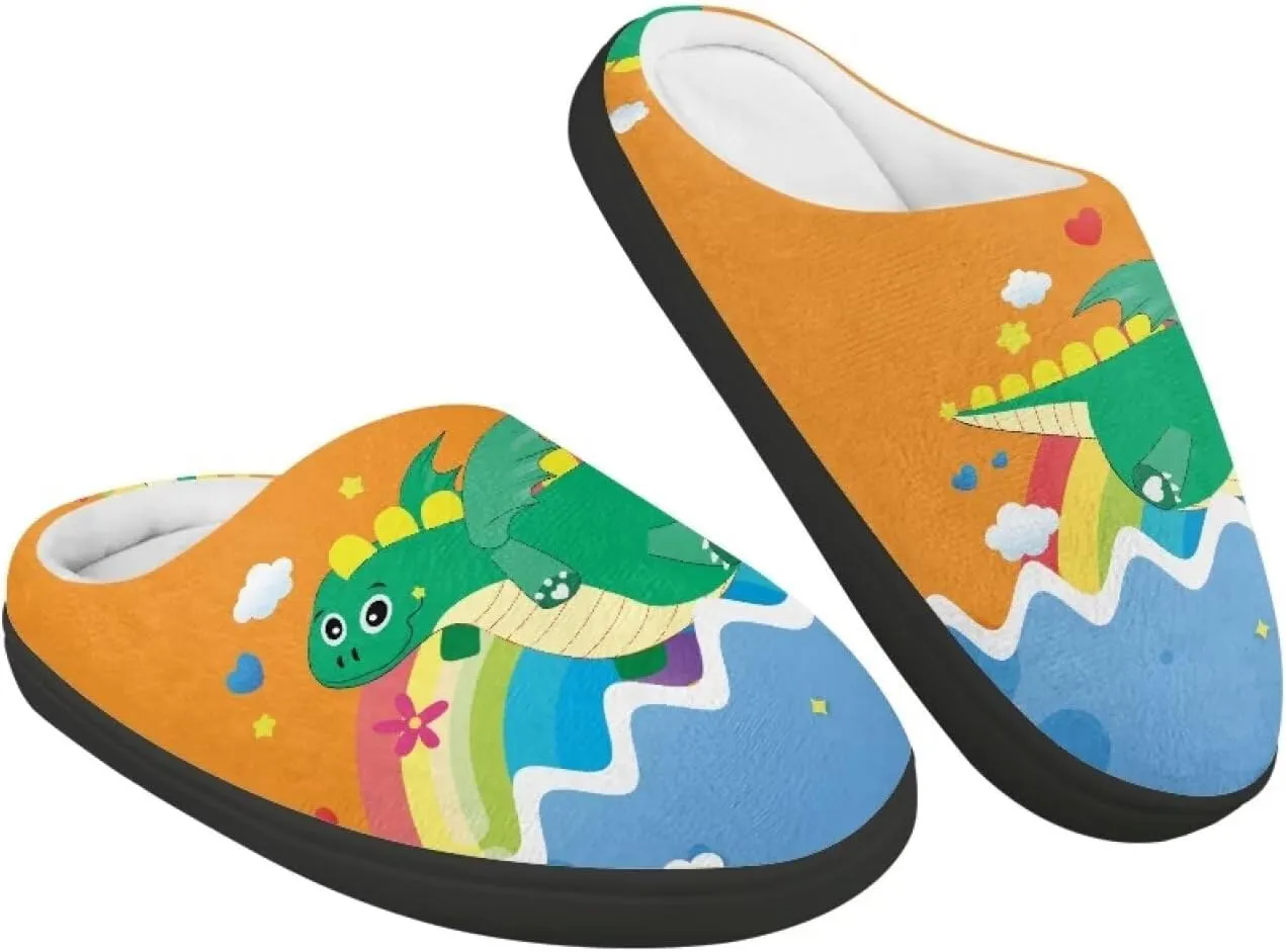 GOSTONG Unisex Kids Slippers Soft Fuzzy Warm Winter Slippers Slip in Home Slippers Non Slip Kids Walking Shoes Black US 9-15