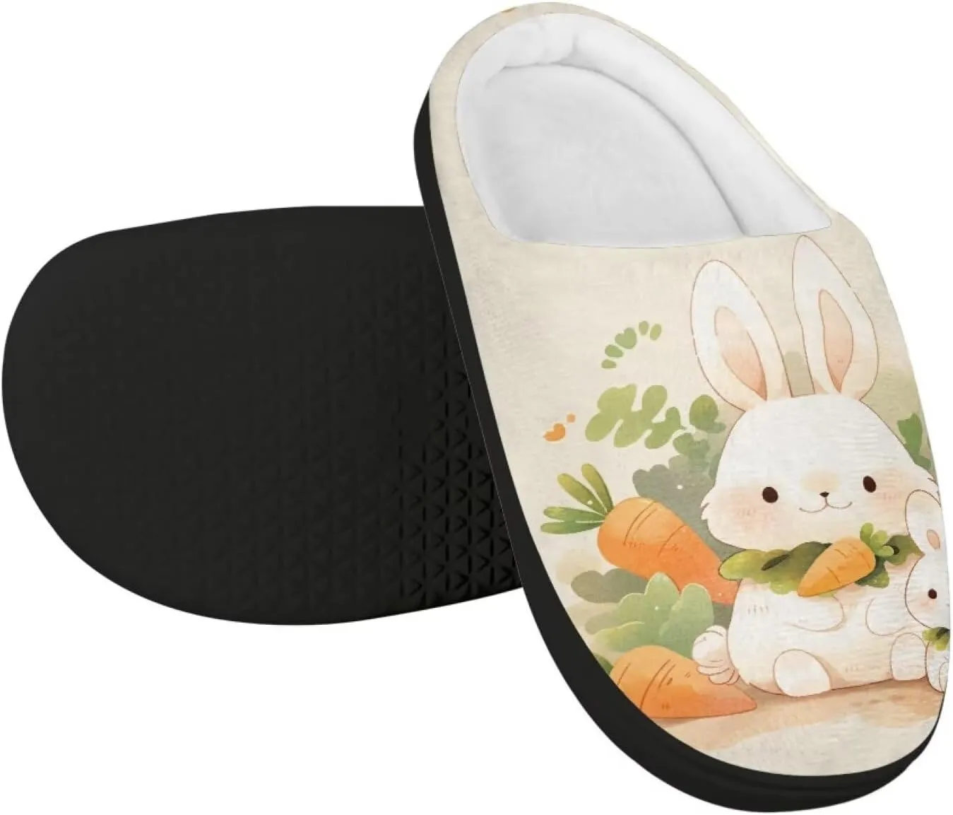 GOSTONG Unisex Kids Slippers Warm Plush Soft Winter House Slippers Non Slip Girls Boys Comfort Home Shoes US 9-15 Black Sole