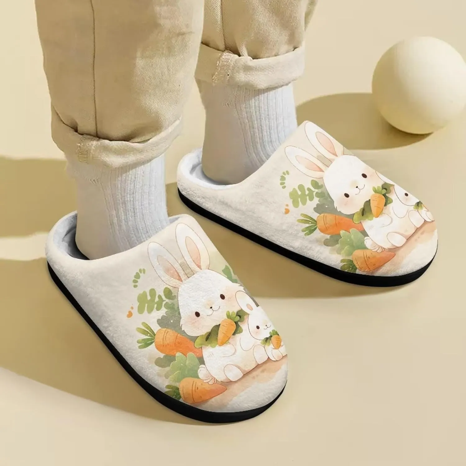 GOSTONG Unisex Kids Slippers Warm Plush Soft Winter House Slippers Non Slip Girls Boys Comfort Home Shoes US 9-15 Black Sole