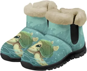 GOSTONG Women's Winter Snowboot Slip On Furry Lined Ankle Boots Comfortable Non Slip Hiking Tennis Booties Warm Thickening Shoes Size 6-12