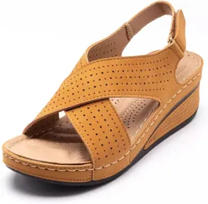 GUTZBSY Ladies Platform Wedge Sandal,Open Toe Crisscross Summer Walking Shoes,for Flat Feet Open Toe Buckle Strap Beach Ladies Shoes