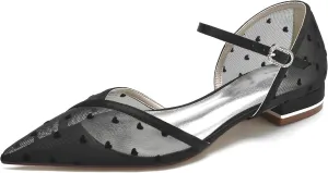Hanfike Comfortable Dress Flats for Women Bridal Lace Wedding Party Evening Shoes JY273