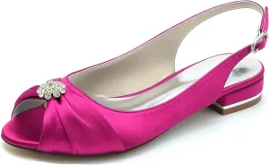 Hanfike Girls Womens Comfortable Wedding Flats Slingback Peep Toe Formal Party Evening Shoes JY279