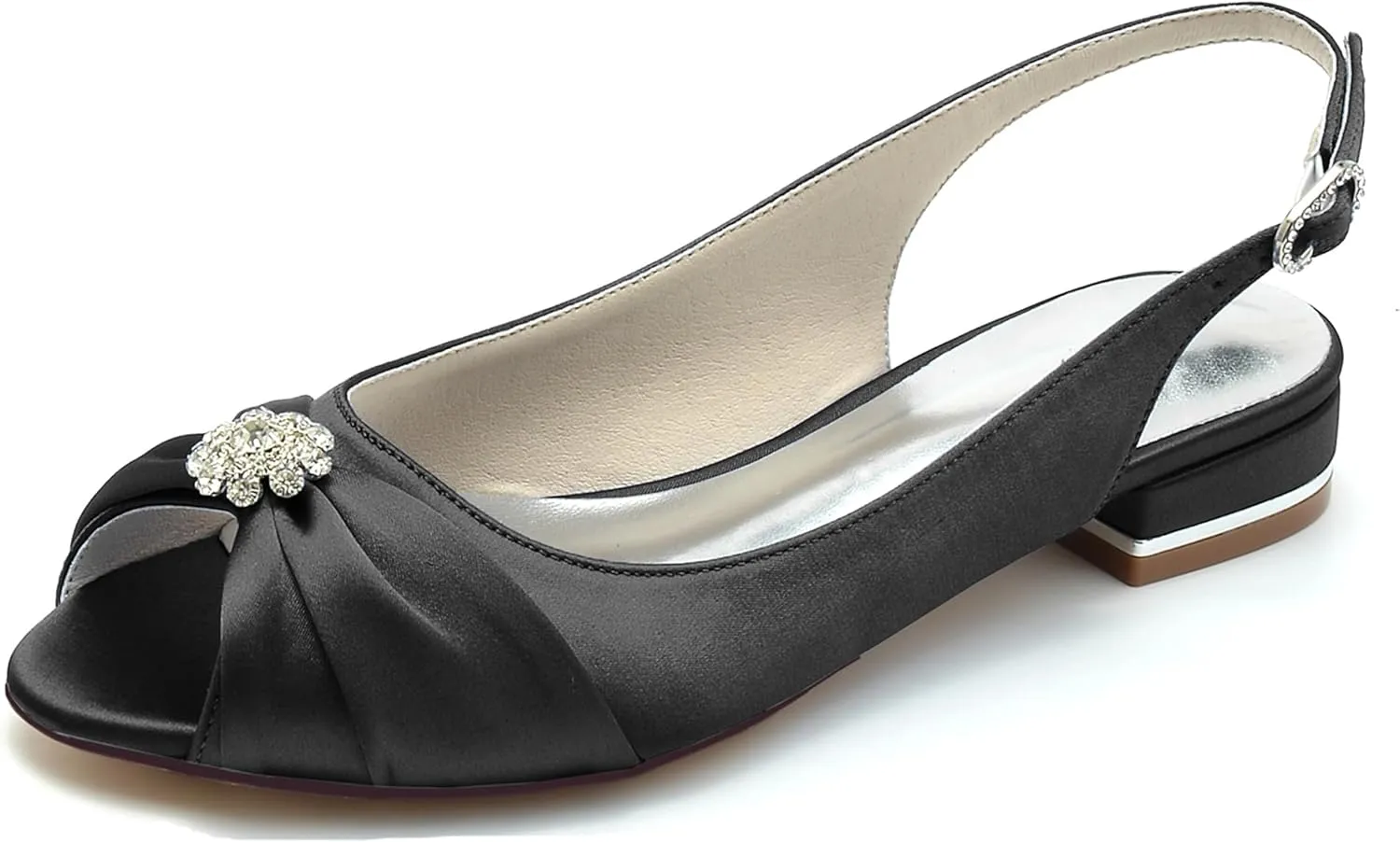 Hanfike Girls Womens Comfortable Wedding Flats Slingback Peep Toe Formal Party Evening Shoes JY279