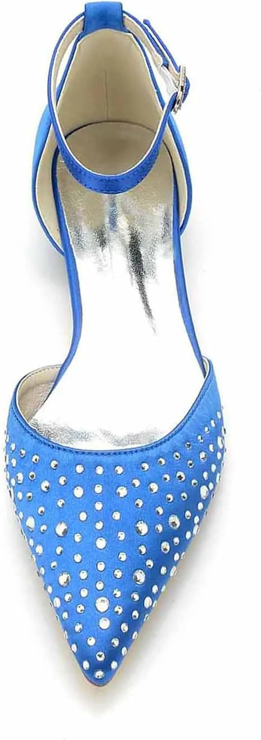 Hanfike Girls Womens Formal Flats for Wedding Ankle Strap Crystals Beaded Wedding Party Shoes JY287