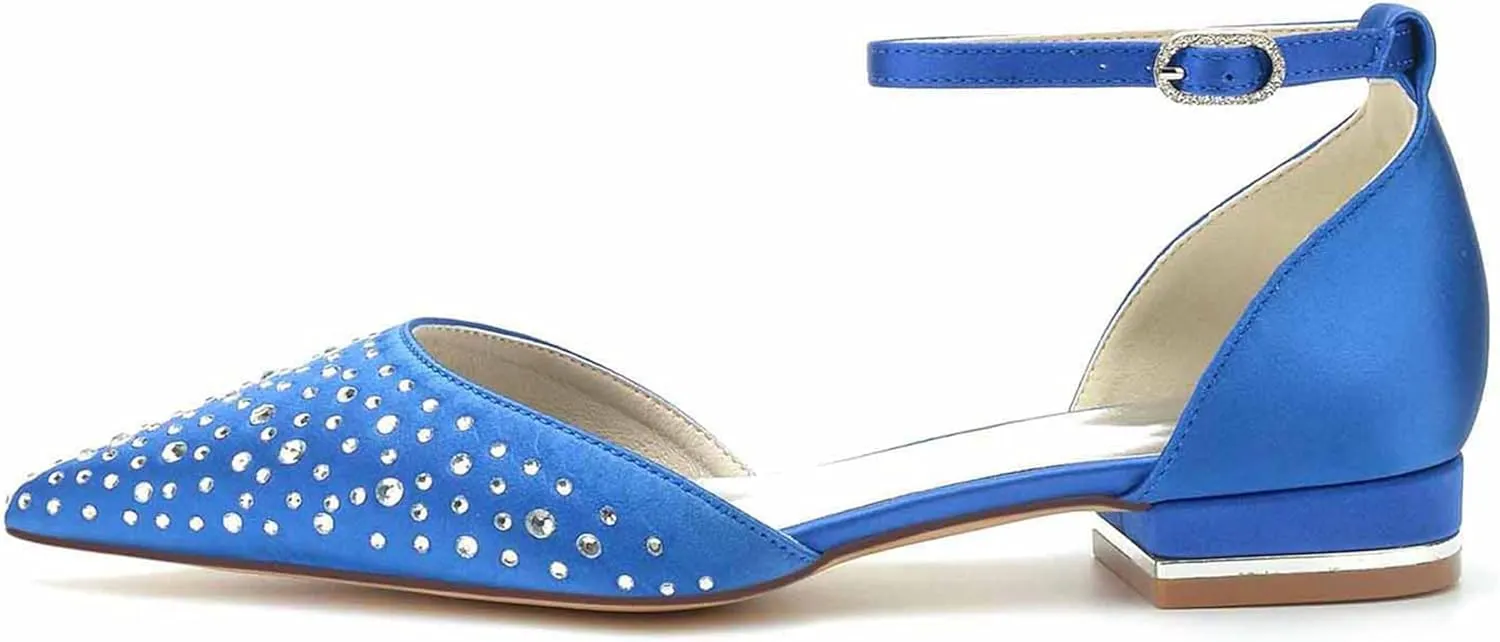 Hanfike Girls Womens Formal Flats for Wedding Ankle Strap Crystals Beaded Wedding Party Shoes JY287