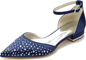 Hanfike Girls Womens Formal Flats for Wedding Ankle Strap Crystals Beaded Wedding Party Shoes JY287