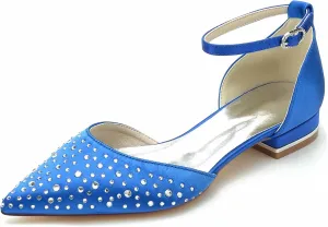 Hanfike Girls Womens Formal Flats for Wedding Ankle Strap Crystals Beaded Wedding Party Shoes JY287