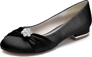 Hanfike Girls Womens Wedding Dress Flats Slip-on Formal Party Evening Shoes with Knot JY250