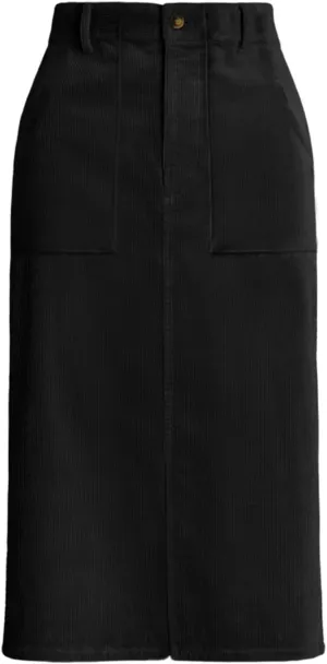 Happy Sailed Skirts for Women High Waist Split A Line Corduroy Skirt Casual Midi Skirts with Pockets