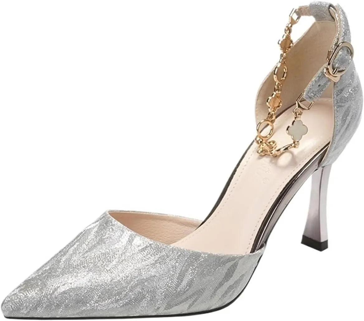 High Heels Four-leaf clover chain high heels sandals stiletto sequined single shoes women