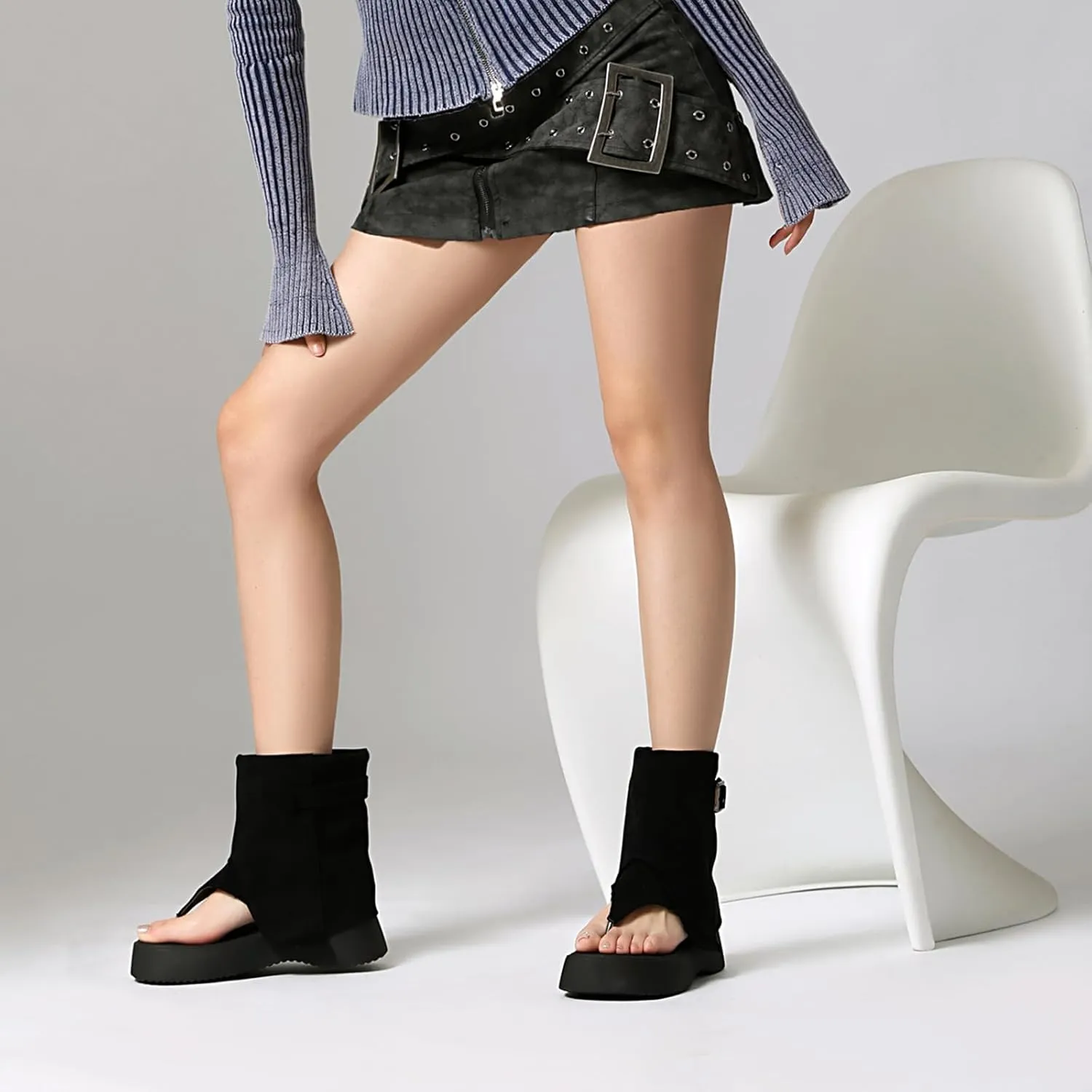 High Top Platform Sandals for Women Thongs Summer Bootie Sandals Buckle Gladiator Sandals Open-Toe
