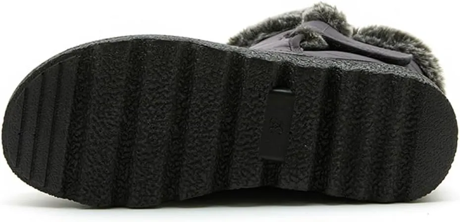 HiGropcore Womens Mens Winter Snow Boots Fully Fur Lined Slip On Ankle Booties Waterproof Thickening Fuzzy Snow Shoes